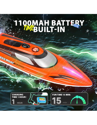 Barco RC BEZGAR HJ815 36 cm 25 KMH Impermeable Naranja