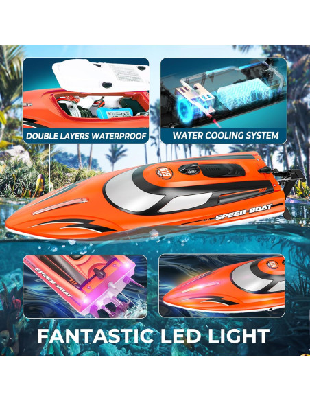 Barco RC BEZGAR HJ815 36 cm 25 KMH Impermeable Naranja