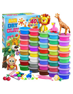 Kit de Arcilla Seca al Aire ESSENSON 40 Colores para Niños