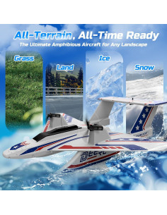 DEERC Avión RC Anfibio 3CH para Agua y Tierra 0.66kg 2