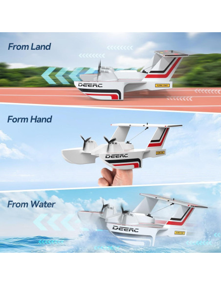 Aeronave RC Trifibiana DEERC Z62 2.4GHz para Agua y Tierra