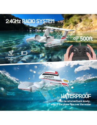 Aeronave RC Trifibiana DEERC Z62 2.4GHz para Agua y Tierra