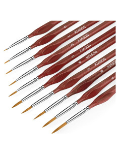 10 Pinceles Miniatura KIASON para Detalles Finos Marrón