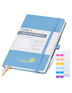 Cuaderno Enlazado POPRUN A5 Tapa Dura 128 Páginas Azul Humo