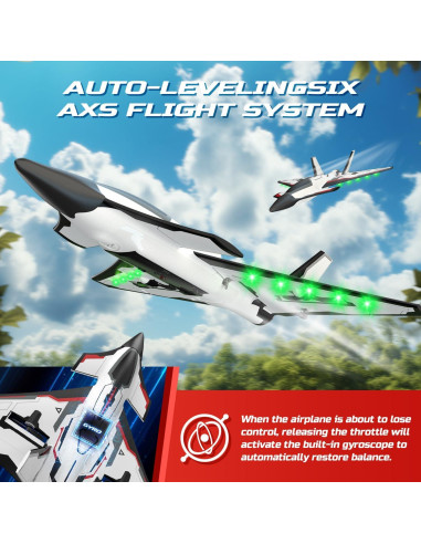 Avión RC DEERC Futuro 4CH con Luces LED y Giroscopio