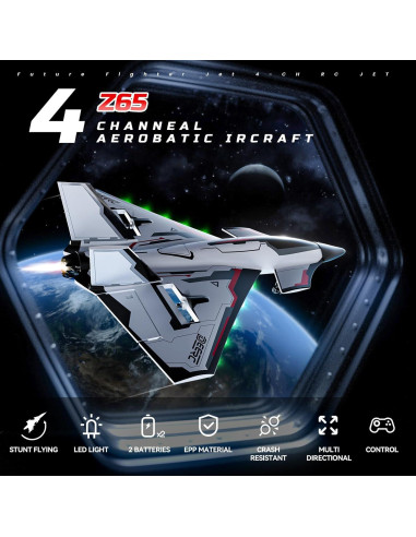 Avión RC DEERC Futuro 4CH con Luces LED y Giroscopio