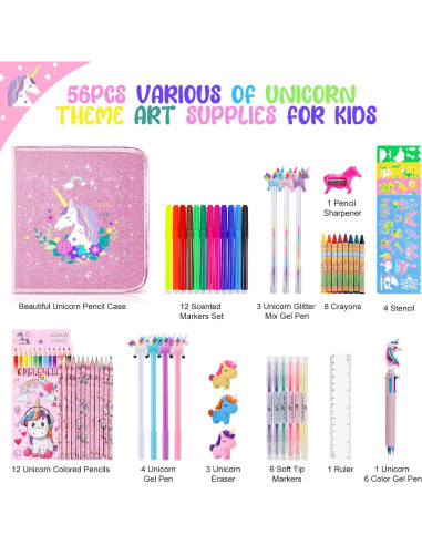 Juego de Arte 56 Piezas MAIGOZON Unicornio Brillante