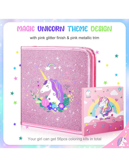 Juego de Arte 56 Piezas MAIGOZON Unicornio Brillante