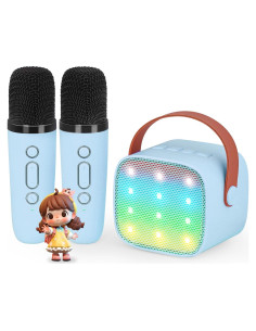 Máquina de Karaoke VERKB K1 Bluetooth 2 Micrófonos Azul