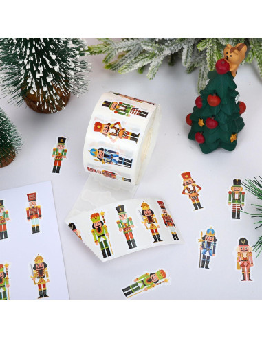 Rollo de 1000 Pegatinas Cascanueces Whaline 3.81 cm Navidad