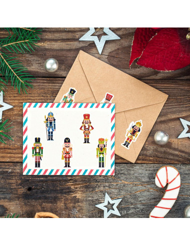 Rollo de 1000 Pegatinas Cascanueces Whaline 3.81 cm Navidad