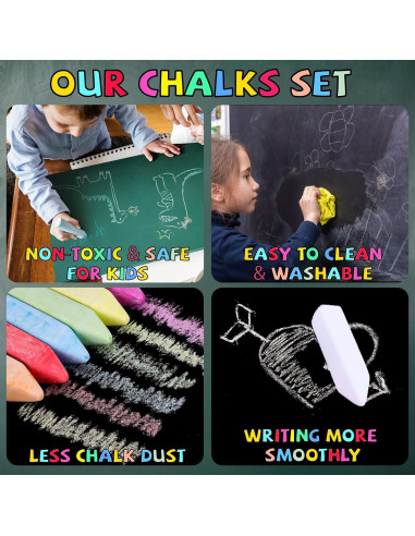 Juego de 60 Tizas Gigantes para Acera BKPVR - 30 Colores