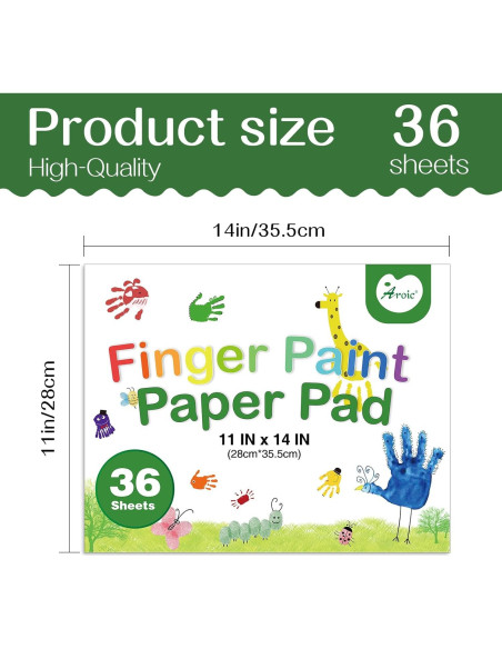 AROIC Bloc de Papel para Pintura con Dedos 36 Hojas 28x36 cm