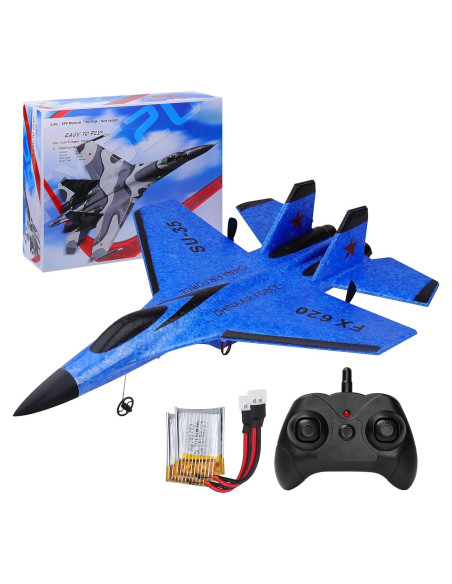 Avión RC Beffkkip FX620 2CH Luz LED Carga USB Azul