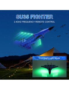 Avión RC Beffkkip FX620 2CH Luz LED Carga USB Azul 2