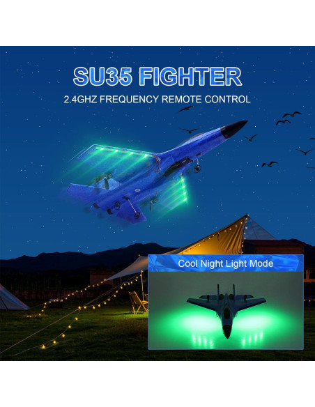 Avión RC Beffkkip FX620 2CH Luz LED Carga USB Azul