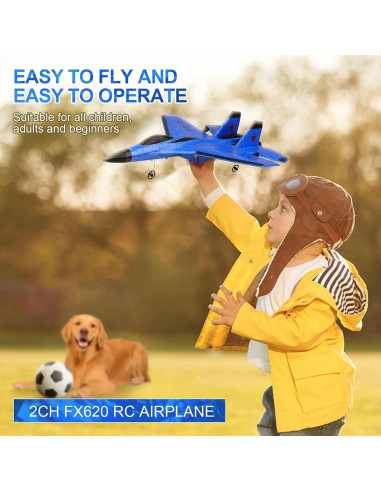 Avión RC Beffkkip FX620 2CH Luz LED Carga USB Azul