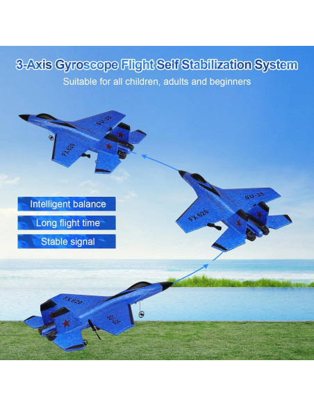 Avión RC Beffkkip FX620 2CH Luz LED Carga USB Azul