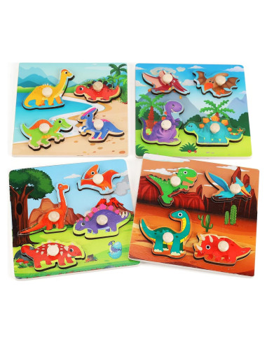 Rompecabezas de Madera Slotic 4 Dinosaurios Educativos
