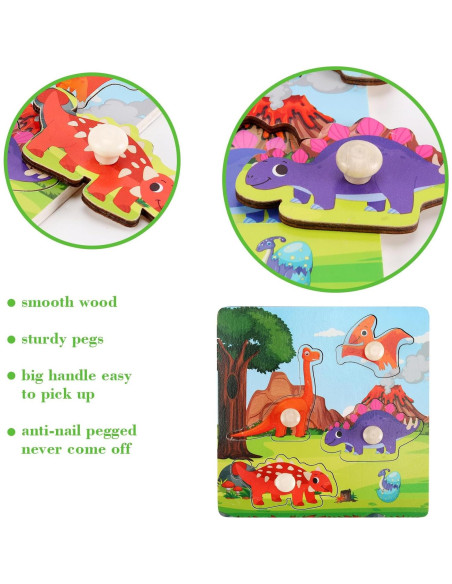 Rompecabezas de Madera Slotic 4 Dinosaurios Educativos