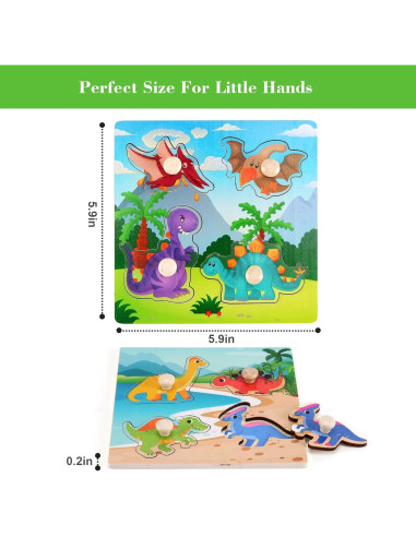 Rompecabezas de Madera Slotic 4 Dinosaurios Educativos