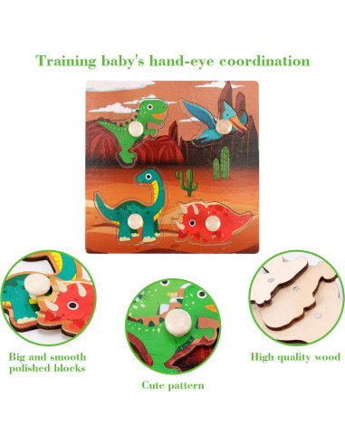 Rompecabezas de Madera Slotic 4 Dinosaurios Educativos