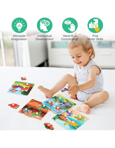 Rompecabezas de Madera Slotic 4 Dinosaurios Educativos