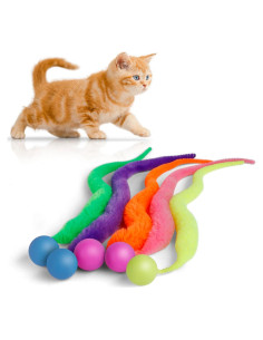 Juguete para Gatos SHENGSEN - 5 Pelotas Rebotadoras con Cola