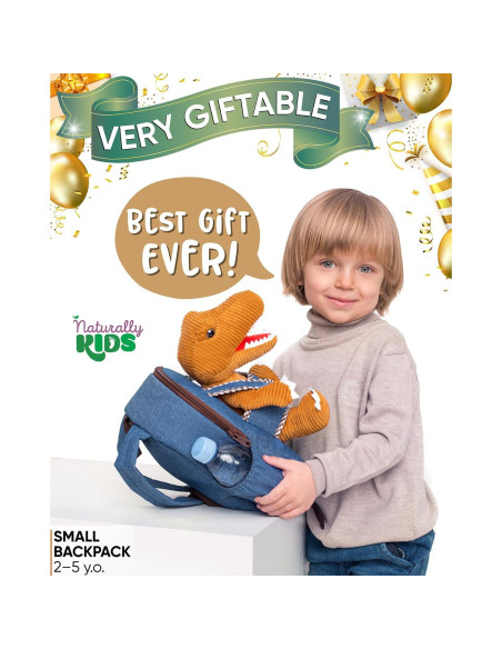 Mochila Dinosaurio Naturally KIDS 25 cm con Juguete Desmontable Mochila Dinosaurio Naturally KIDS 25 cm con Juguete Desmontable