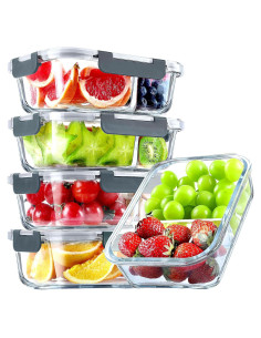 Set de 5 Contenedores de Vidrio Herméticos VERONES 36 oz