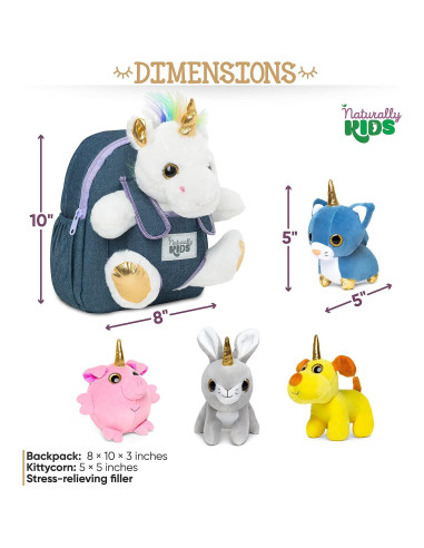 Mochila Unicornio Naturally KIDS con Juguetes 25,4x20,3 cm