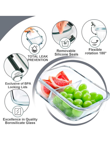 Set de 5 Contenedores de Vidrio Herméticos VERONES 36 oz