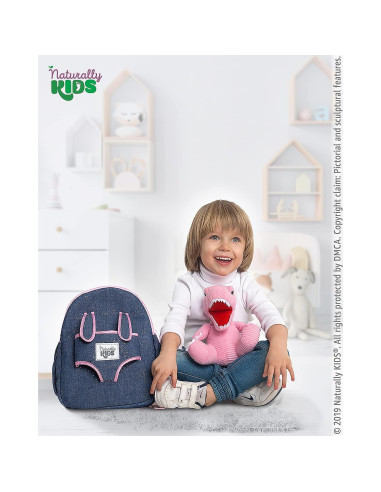 Mochila Dinosaurio Rosa Naturally KIDS 29x25x9 cm