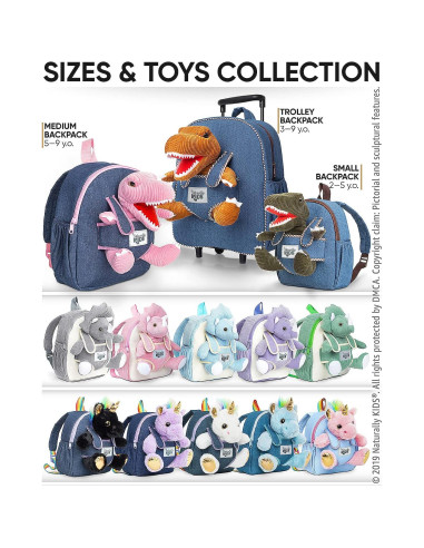 Mochila Dinosaurio Rosa Naturally KIDS 29x25x9 cm