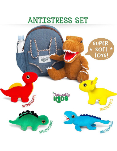 Mochila Dinosaurio Naturally Kids con Juguetes de Peluche