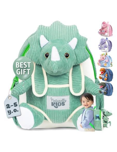 Mochila Dinosaurio Triceratops Naturally KIDS 25cm Verde Mochila Dinosaurio Triceratops Naturally KIDS 25cm Verde
