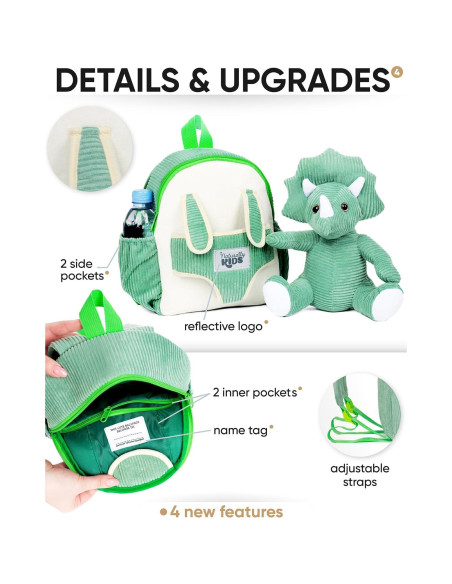 Mochila Dinosaurio Triceratops Naturally KIDS 25cm Verde Mochila Dinosaurio Triceratops Naturally KIDS 25cm Verde