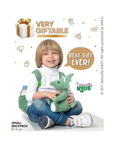 Mochila Dinosaurio Triceratops Naturally KIDS 25cm Verde
