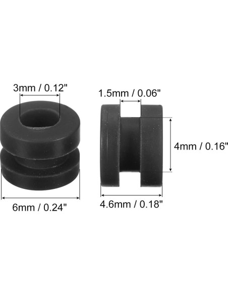 Bolas de Caucho Antivibración MECCANIXITY M3x4.6mm 24 Pcs