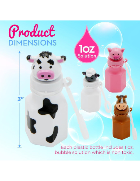 Burbujas de Animales de Granja 4E - Paquete de 24 - 7,62 cm