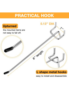 Ganchos para Tablero de Clavos Moxweyeni 100 Piezas 15 cm 2