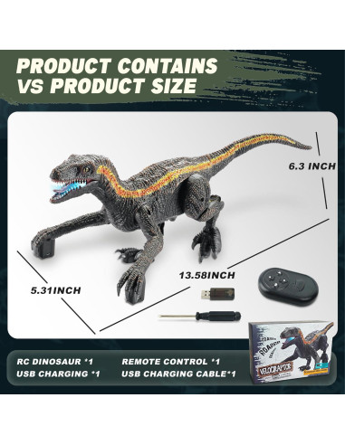 Dinosaurio Control Remoto SMILESSKIDDO 34.5 cm Velociraptor