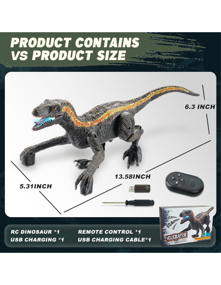 Dinosaurio Control Remoto SMILESSKIDDO 34.5 cm Velociraptor