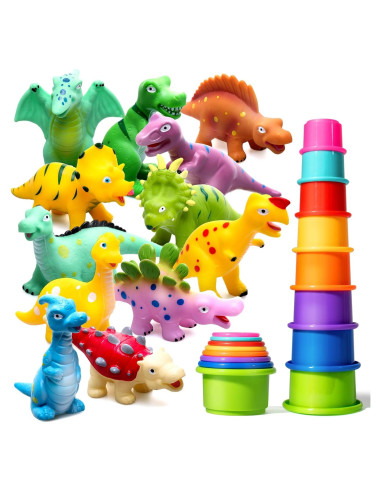 Juguetes de Baño Dinosaurio Hely Cancy 12 Piezas Sin Agujeros