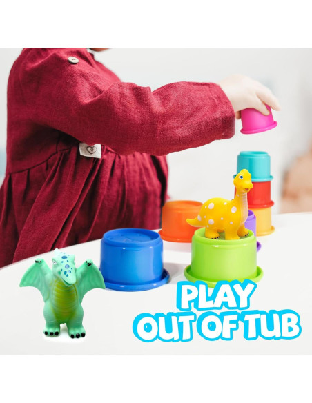 Juguetes de Baño Dinosaurio Hely Cancy 12 Piezas Sin Agujeros