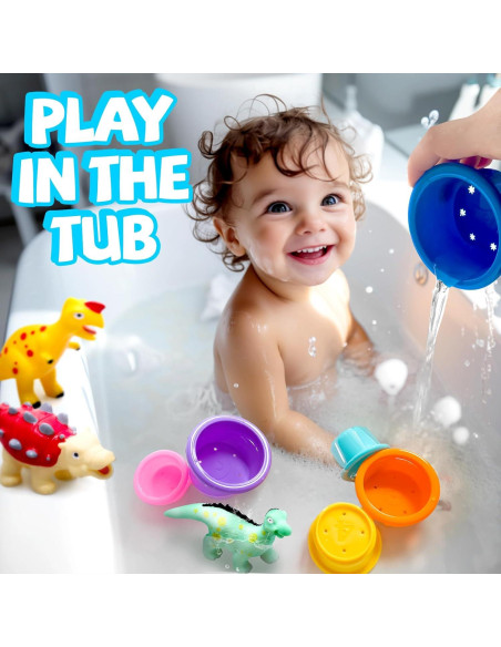 Juguetes de Baño Dinosaurio Hely Cancy 12 Piezas Sin Agujeros