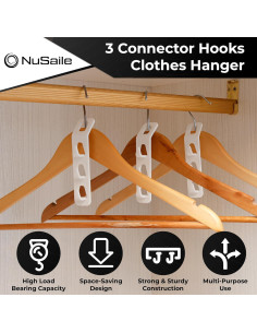 Organizador de Perchas en Cascada NuSaile - 24 Piezas Blanco 2