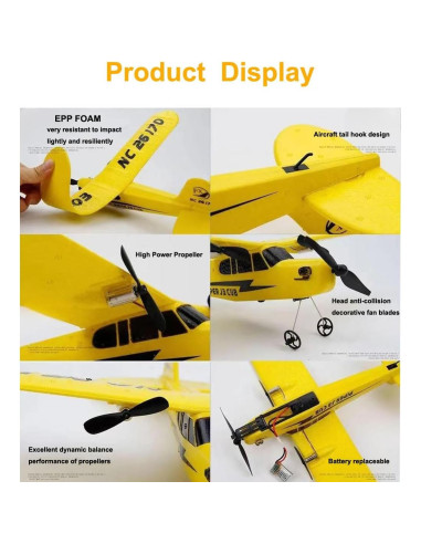 Avión RC Ouhgnoh FX-803 33.78cm Fácil de Volar Amarillo