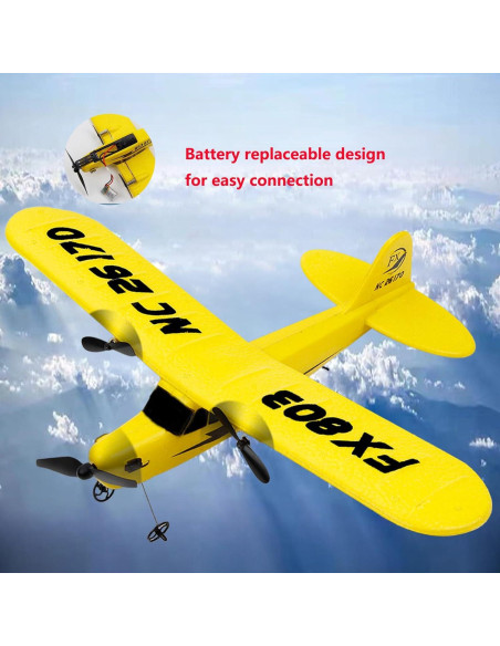 Avión RC Ouhgnoh FX-803 33.78cm Fácil de Volar Amarillo
