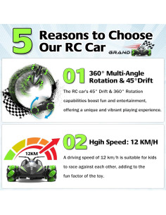 Coche Acrobático RC Eulogia Verde 4WD 360 Deriva Todo Terreno 2